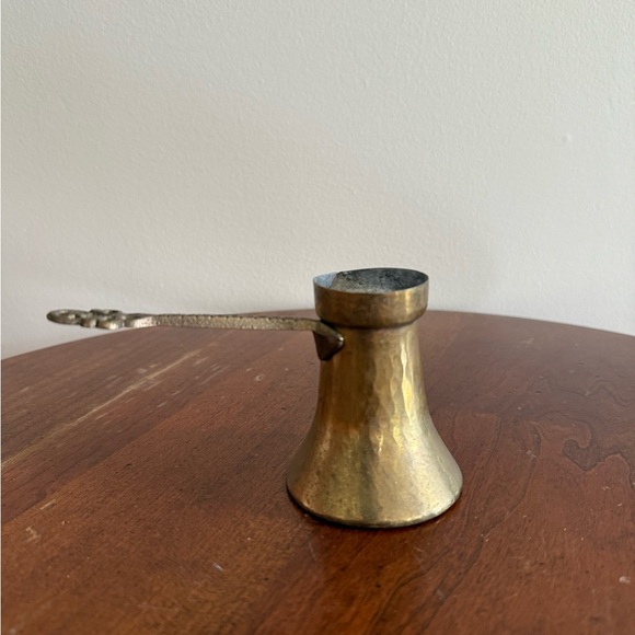 Vintage Turkish Cezve Small Coffee Pot Brass Jezve Ibrik Rustic Kitchen - Picture 4 of 9